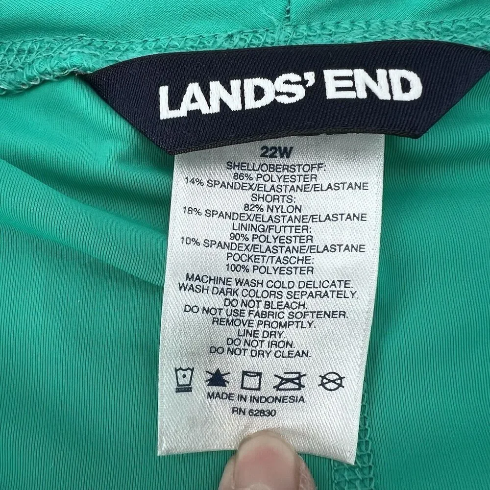 Lands' End Green Yellow Tropical Floral Lined Swim Skirt